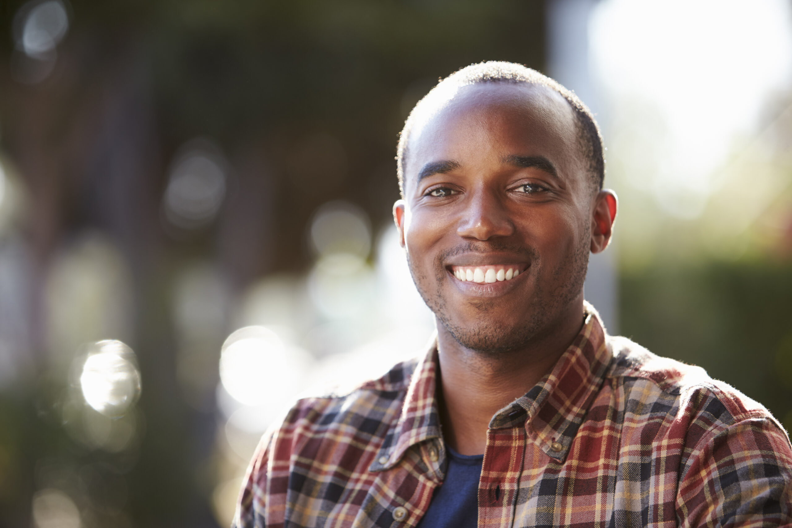 Happy man outside