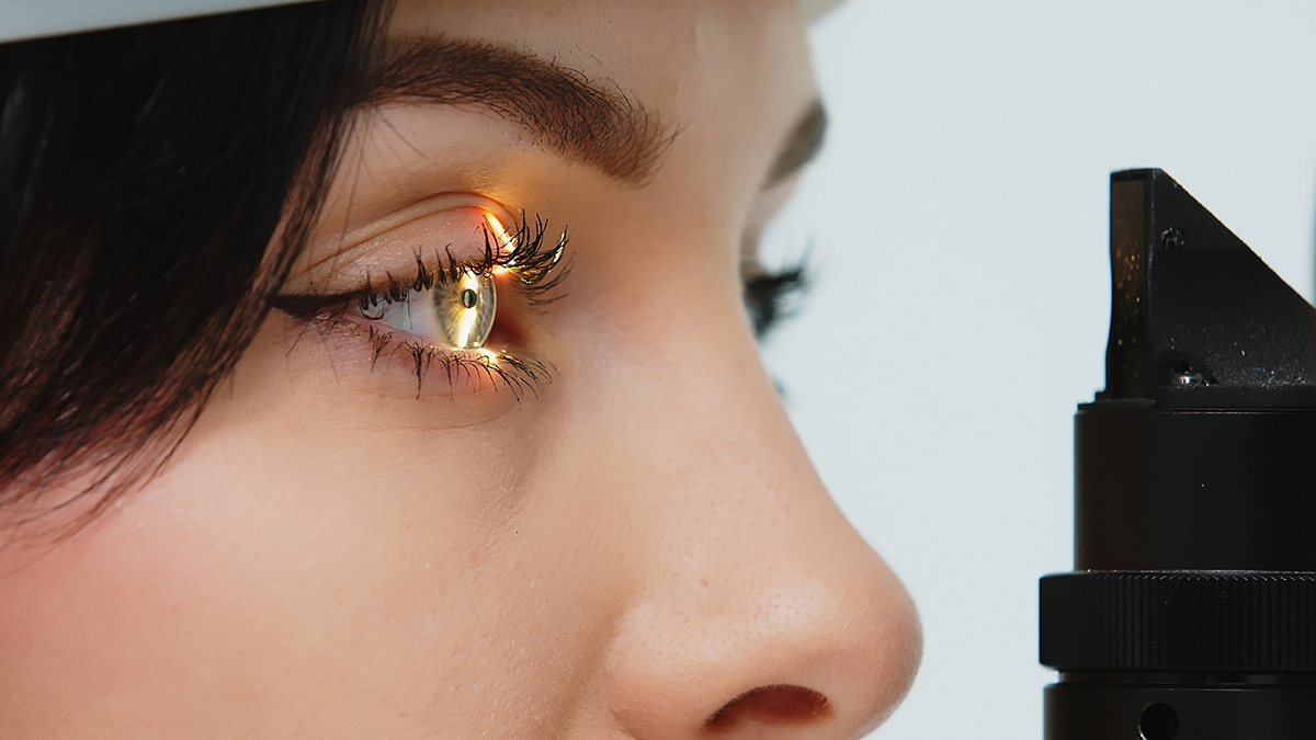 Woman having her eyes examined