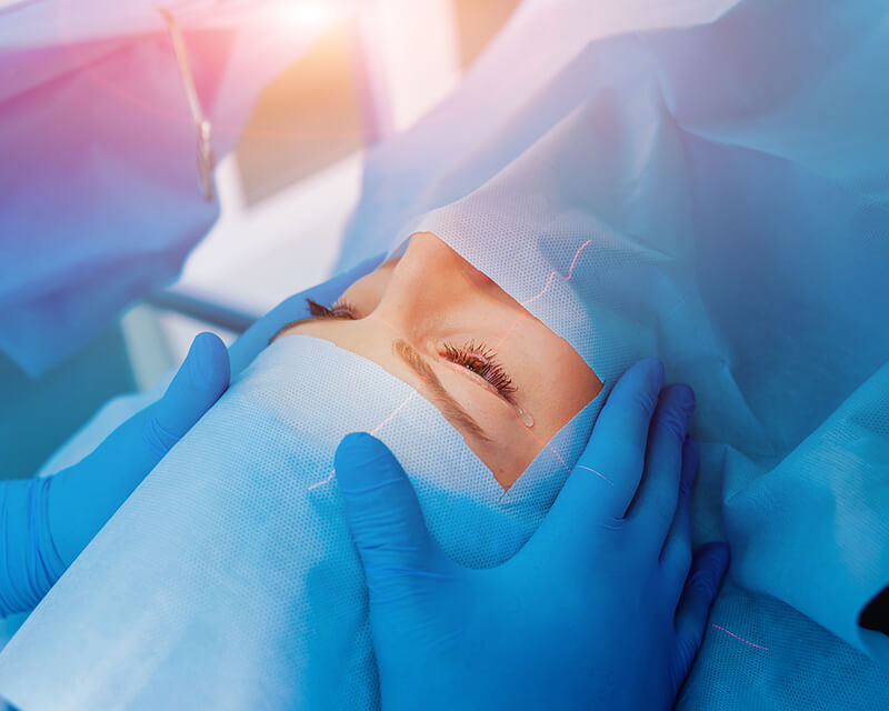 Woman in eye surgery