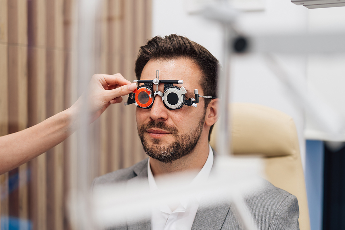 Man having his eye examined