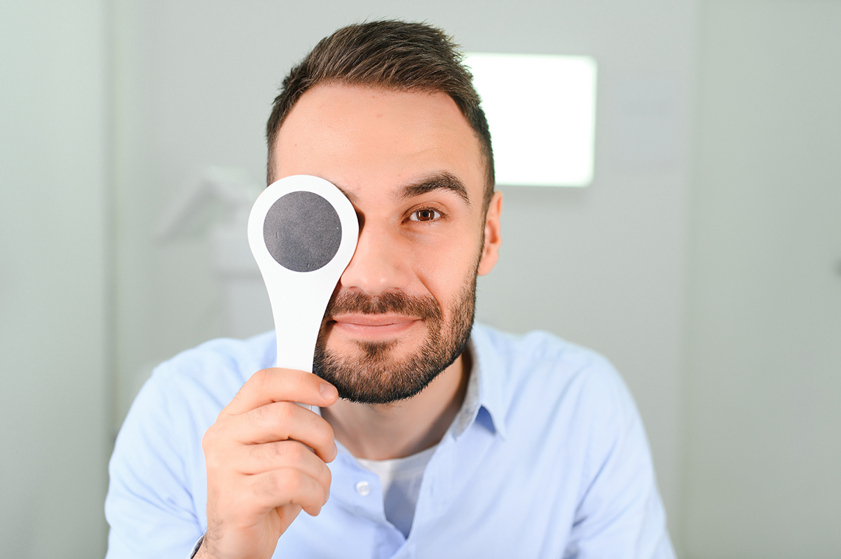 Man having his eye examined